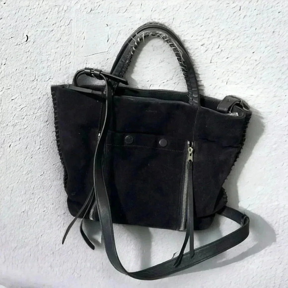 AllSaints "Fleur De Lis East West"  Tote suede dark navy - Picture 1 of 10